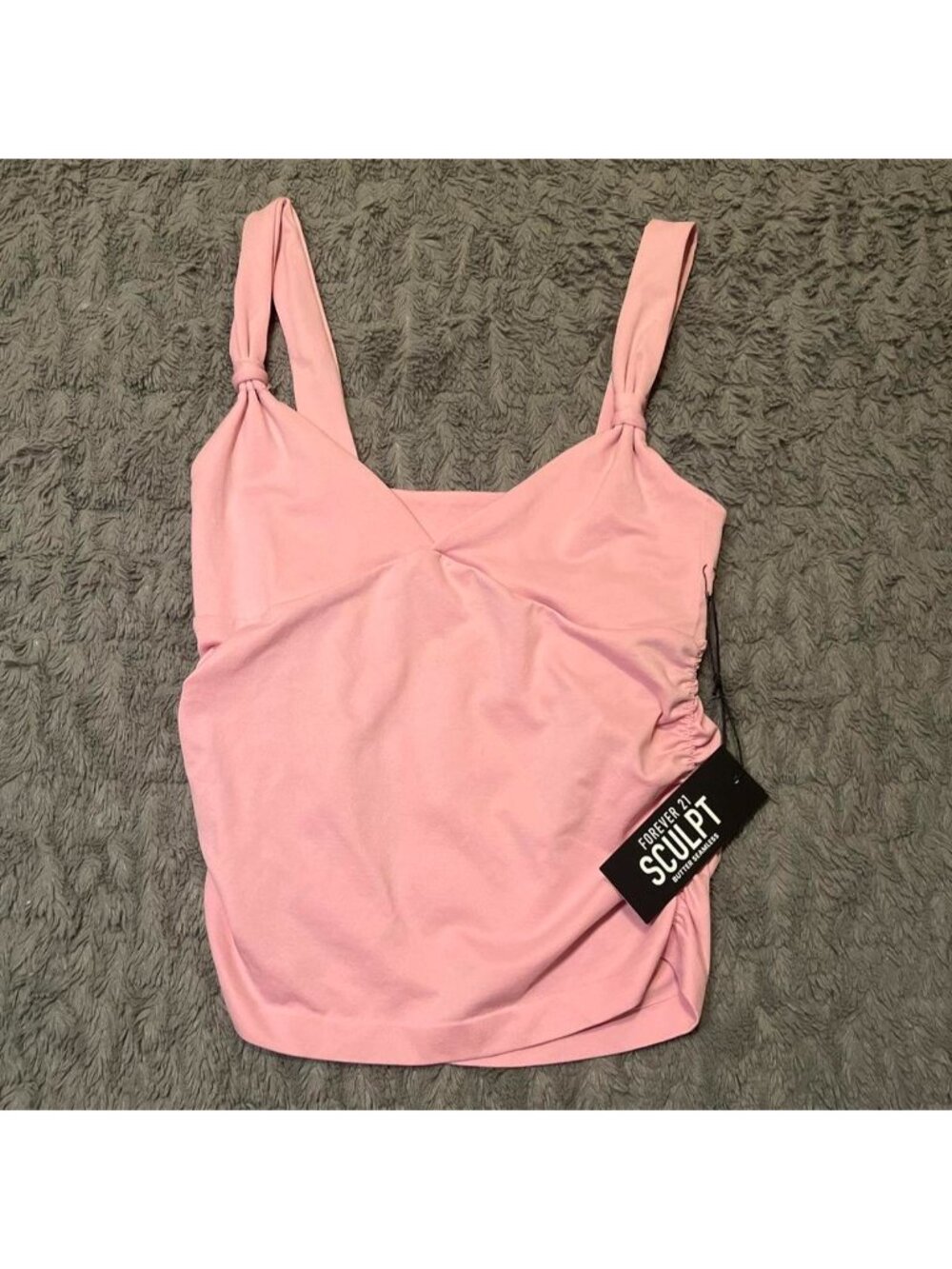 forever 21 blush pink tank top with ruched sides size s